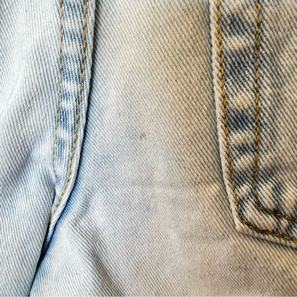 Women's Light Blue Distressed Denim Shorts - Picture 6 of 7